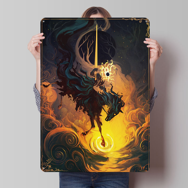 Retro Knight Gaming - Póster Metálico The Eclipse Knight, Arte