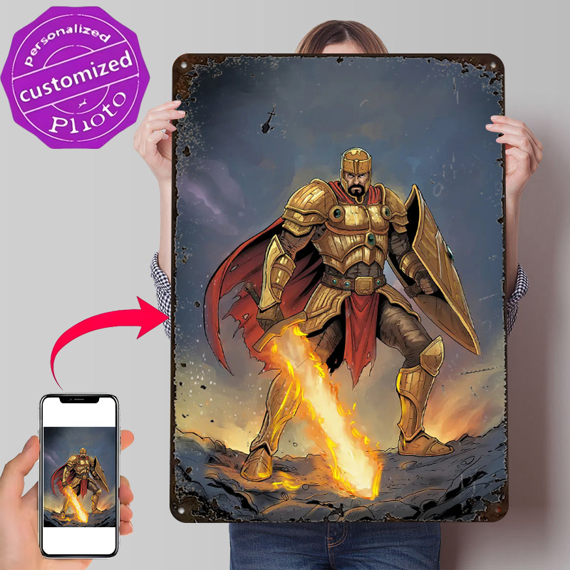 Retro Knight Gaming - Póster de Caballero Dorado con Espada