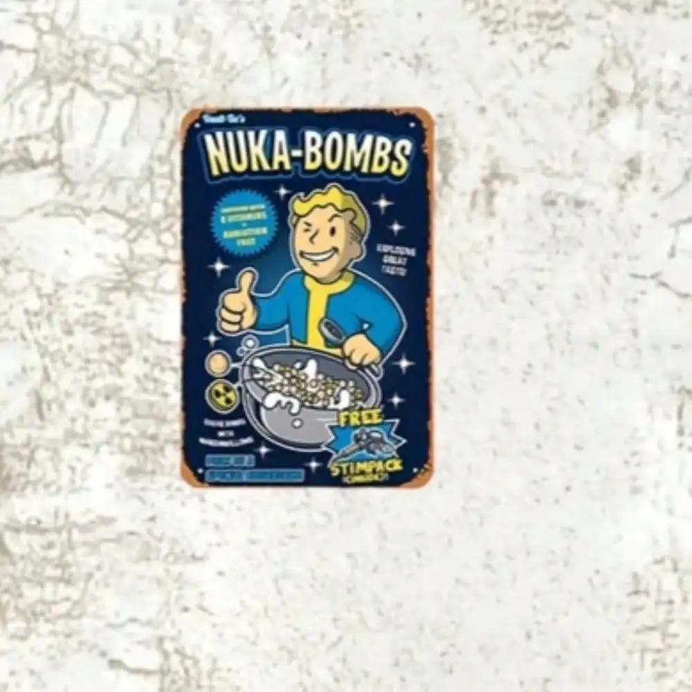 Retro Gaming Vault - Letrero Metálico Vault-Tec Nuka-Bombs - Decoración