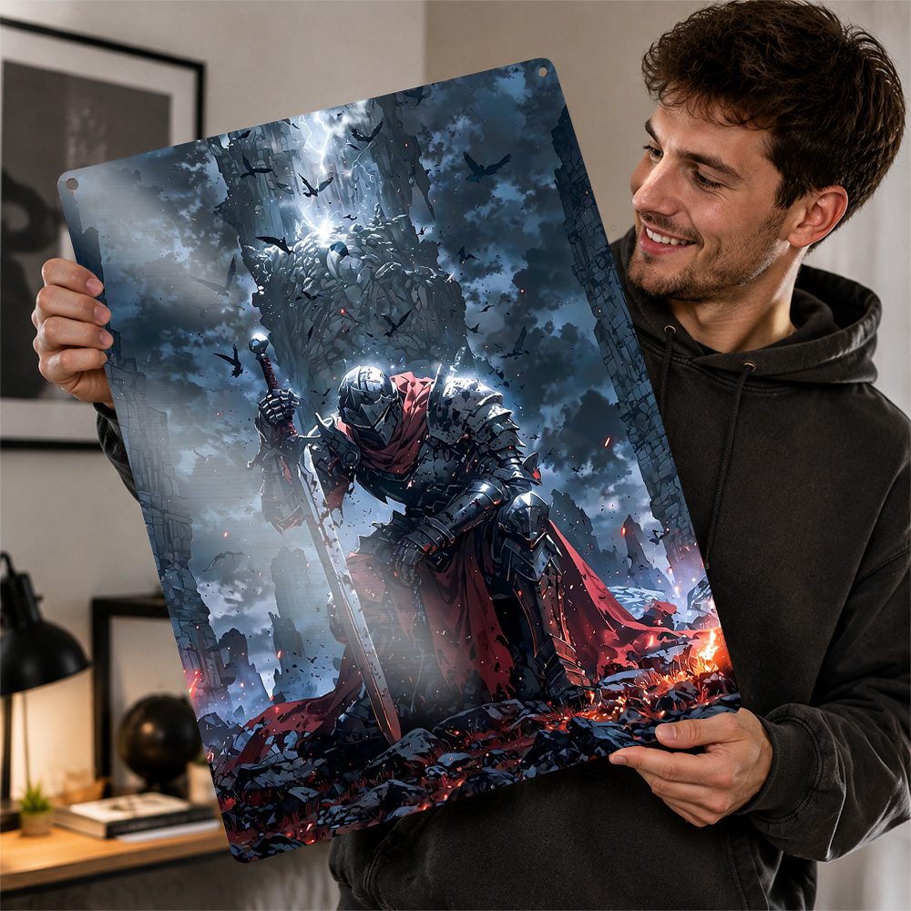 Retro Knight Gaming - Póster de Caballero Arrodillado en un