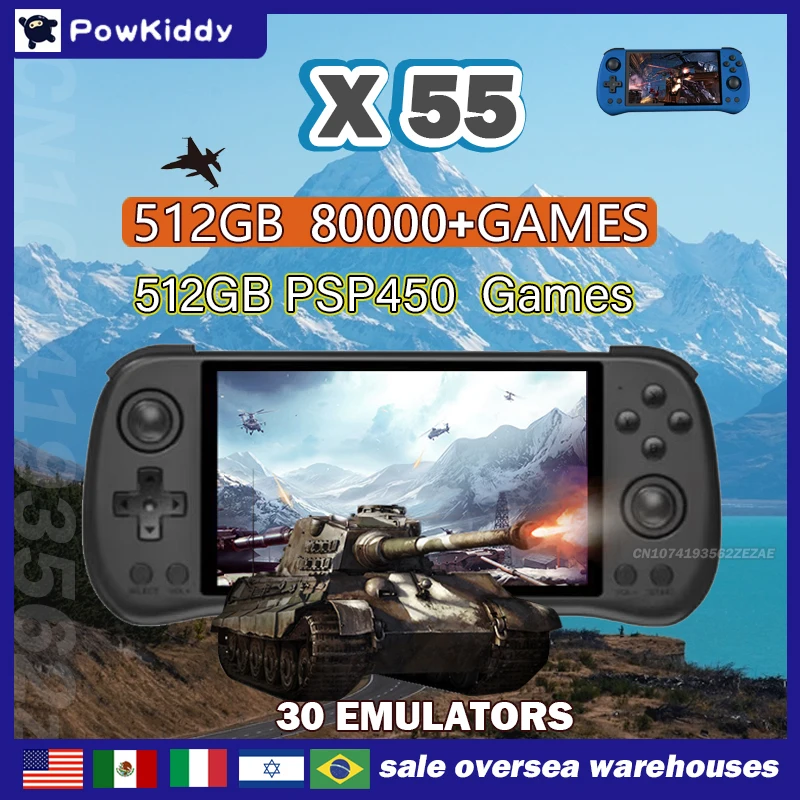 80000 juegos 512G POWKIDDY X55 - Retro Gaming Console Lego reseña y precio